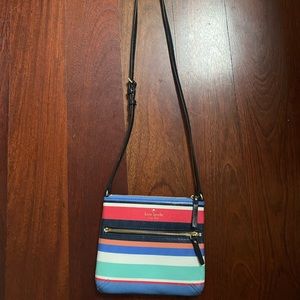 Rarely worn - rainbow colorful striped Kate Spade crossbody - small/medium